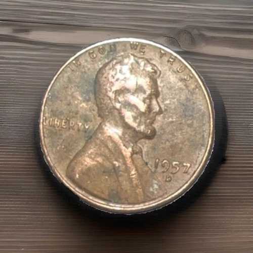 1957D リンカーン・ウィート・ペニー・セント メジャー！ラミネート加工 ミントエラー プランシェット打貨