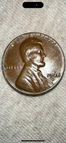 1968年 D リンカーン ペニー、上部の縁にエラー、縁にリバティの「L」の文字あり 158,950円