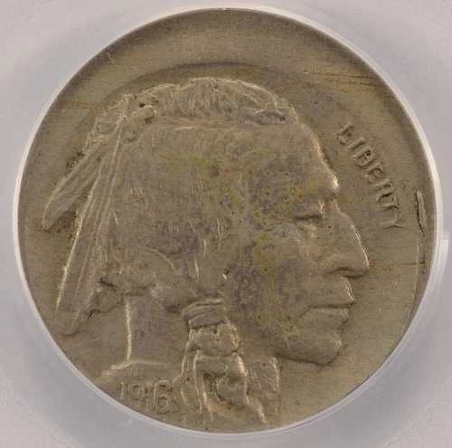 1916年 5セント バッファローニッケル 10%オフセンター刻印 PCGS AU50 158,950円
