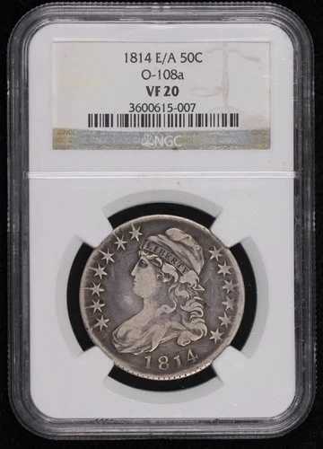 1814年 キャップドバスト ハーフダラー NGC VF-20 O-108a E/A