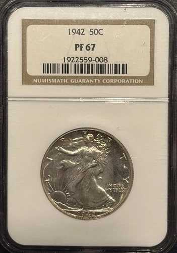 1942年 プルーフ ウォーキング リバティ ハーフ ドル NGC PF67