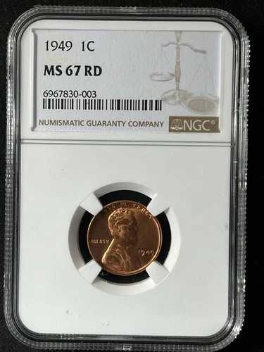 1949年 1C RD リンカーン小麦 1セント NGC MS67RD 6967830-003