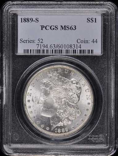 1889-S 1ドル モルガン・ダラー PCGS MS63