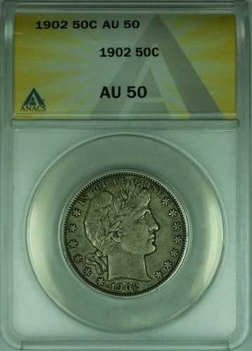 1902年 バーバー シルバー ハーフドル ANACS AU-50