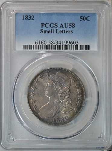 1832年製キャップドバストハーフドル、PCGS AU58
