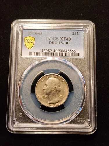 非常に希少な DDO FS-101 PCGS XF40 1970-D ワシントン クォーター ダブルダイ 表面!
