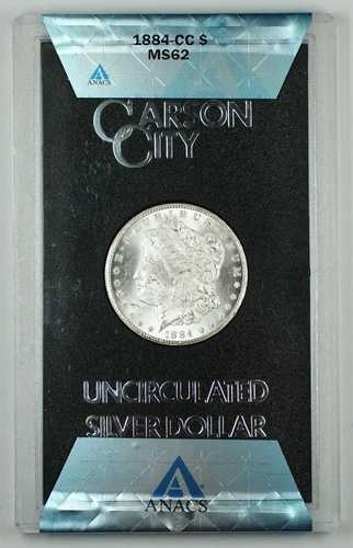 1884-CC ANACS MS-62 GSA モルガン銀貨（箱・保証書付き）