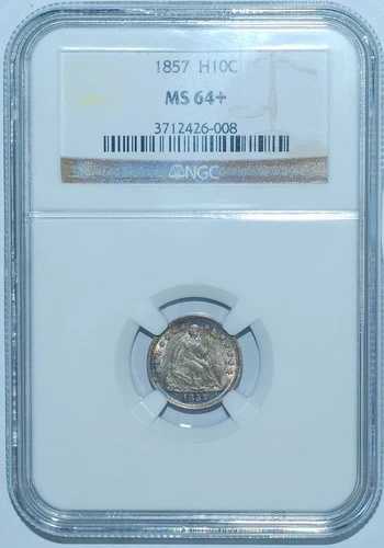 1857 NGC MS64+ 自由の女神像半ダイム