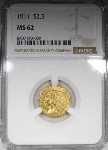 1911年 2.5ドル金貨 インディアンクォーターイーグル NGC MS62 アーリーデイト|WORLD RESOURCE【QUEEN店】