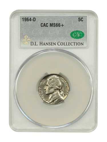 1964-D 5C CACG MS66+ ex: D.L. Hansen - ジェファーソン・ニッケル