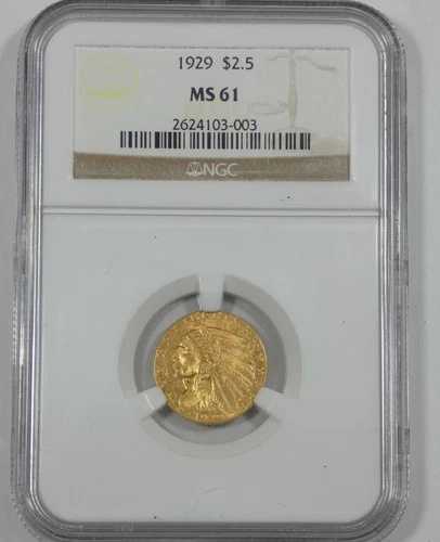 1929年 ゴールド インディアンヘッド 2.50ドル クォーターイーグル NGC MS 61認定｜WORLD RESOURCE【QUEEN店】