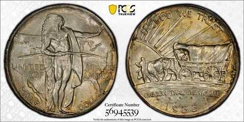 1933-D オレゴン シルバー ハーフドル 記念 50セント PCGS ミント ステート 66 MS 66|WORLD RESOURCE【QUEEN店】