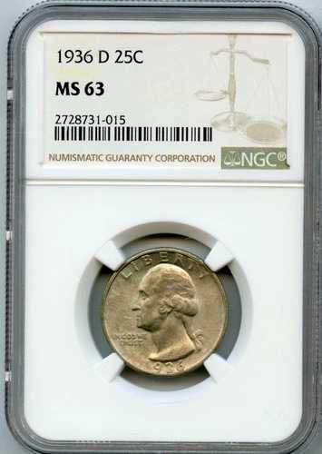 1936-D ワシントン銀貨(NGC MS 63)|WORLD RESOURCE【QUEEN店】