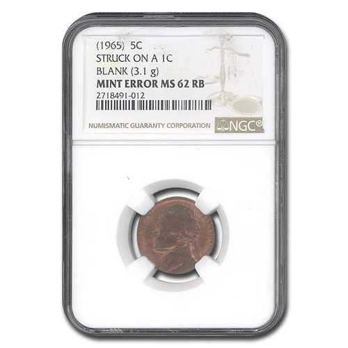 （1965年）ジェファーソンニッケル MS-62 NGC（RB、1Cブランクに打刻）｜WORLD RESOURCE【QUEEN店】