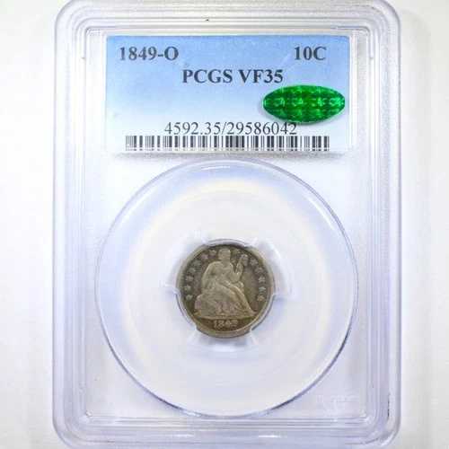 1849-O 10C PCGS/CAC VF35 - 自由の女神像ダイム