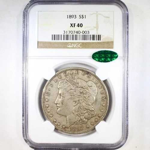 1893年 $1 NGC/CAC XF40 - モルガン・ダラー - 優良日付 P-ミント