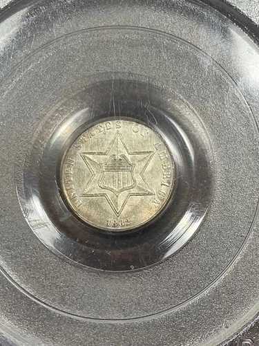 PCGS MS62 1862/1 3セント銀貨 非常に光沢のある明るい銀貨