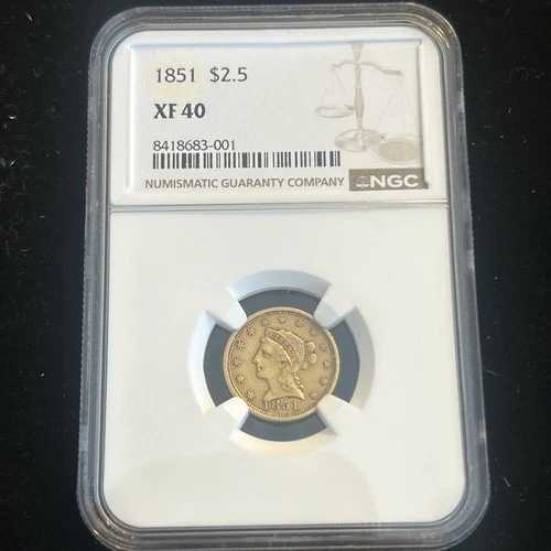 SASA 1851 ゴールド リバティ $2.5 Ngc Xf40