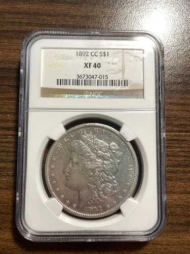 1892-CC モルガン銀貨 $1 NGC エクストラファイン 40 XF 40 希少キーデート