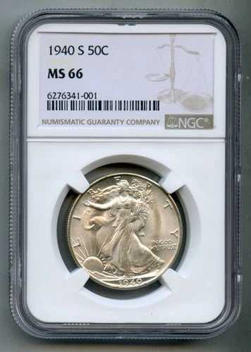 1940年 S ウォーキング・リバティ・シルバー・ハーフドル NGC MS 66