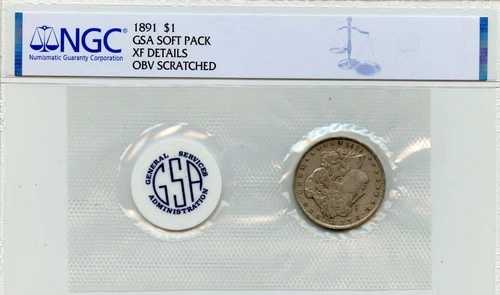 1891年 モルガン・ダラー GSA ソフトパック S$1 NGC XF 詳細