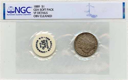 1889年 モルガン・ダラー GSA ソフトパック S$1 NGC AU 詳細