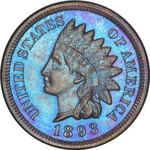 1893年 1セント インド セント PCGS PR65BN (写真シール)