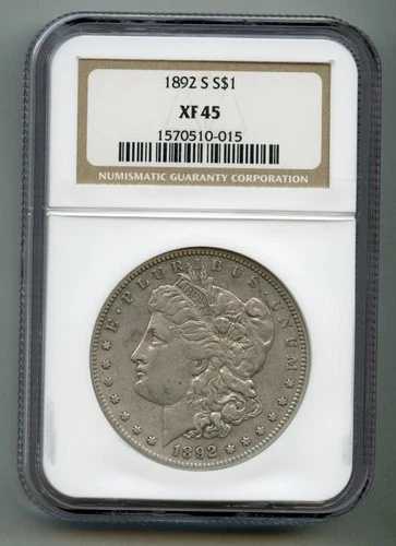 1892年 S モルガン銀貨 NGC XF 45