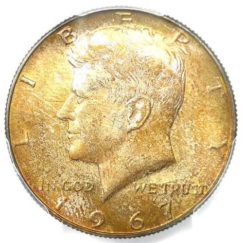 1967 年ケネディ ハーフ ドル 50 セント コイン - PCGS MS67 - MS67 では希少 - 1,000 ドル相当!