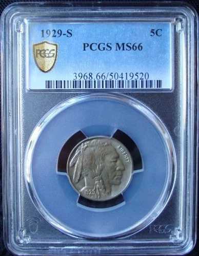 1929-S バッファローニッケル - PCGS MS 66 - ゴールドシールド