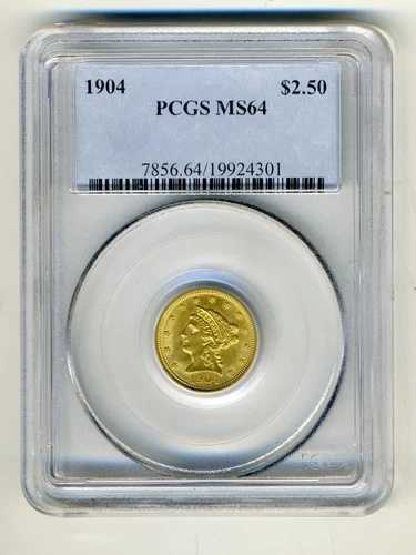 1904年 リバティヘッドクォーターイーグル 2.5ドル金貨 PCGS MS64