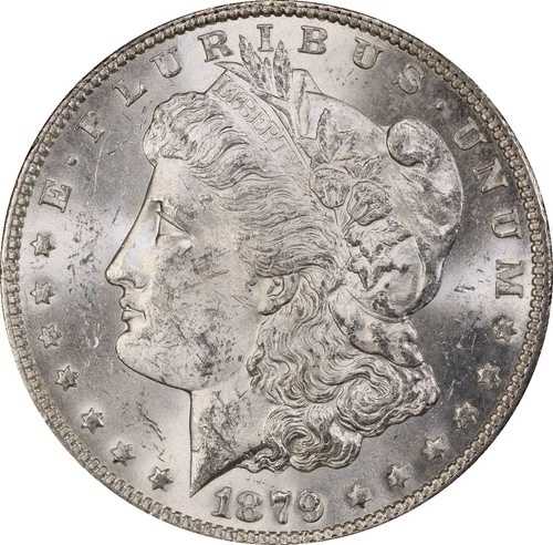 1879 S MS61 モルガン・ダラー 1878 PCGS 裏面、CAC 46503945