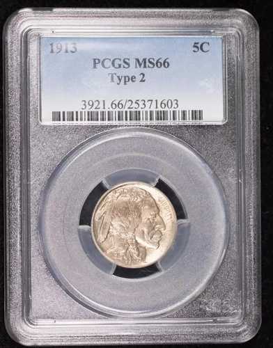 1913年 Pニッケル インディアンヘッドまたはバッファロー PCGS MS-66 タイプ2