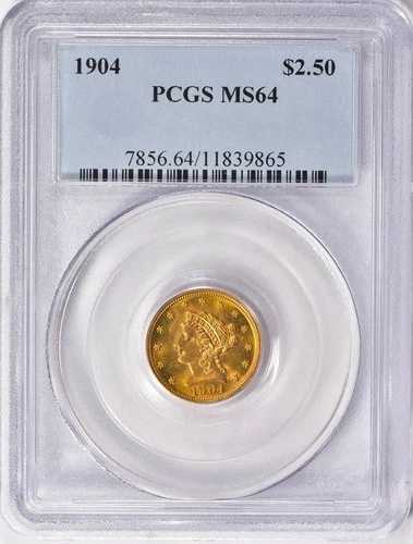1904年 リバティヘッドクォーターイーグル 2.5ドル金貨 PCGS MS64