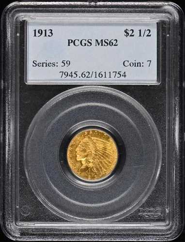 1913年 $2.50 インディアンヘッド PCGS MS62