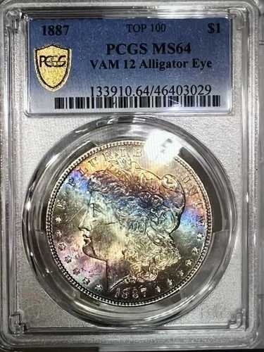 1887P ゴジラトーン モルガン $ PCGS MS64????トップ100 Vam 12 アリゲーターアイ????