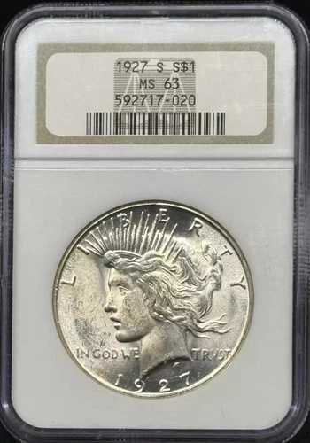 1927年 Sピース銀貨 NGC MS-63