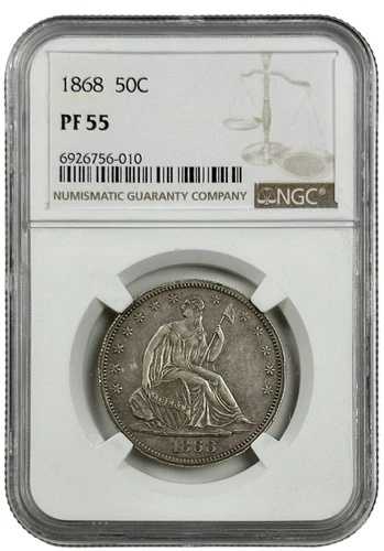 1868年プルーフ シーテッド リバティ ハーフ ドル NGC PF 55 187,000円