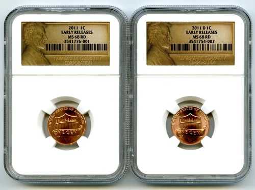 2011 P D ユニオンシールド セントセット 早期リリース NGC MS68 RD 非常に希少な米国造幣局