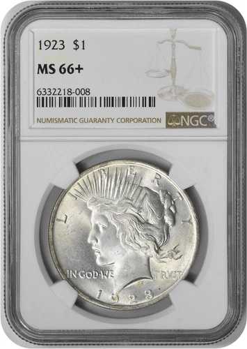 1923年 ピースシルバードル MS66+ NGC