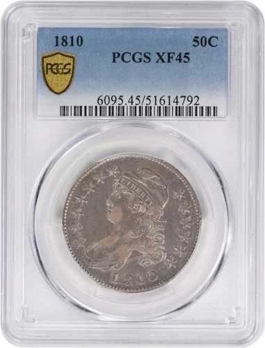 1810年 胸像 シルバー ハーフドル EF45 PCGS