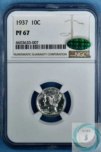 1937年製 マーキュリーダイム NGC PF 67 CAC付き - ブラストホワイトブリリアンス