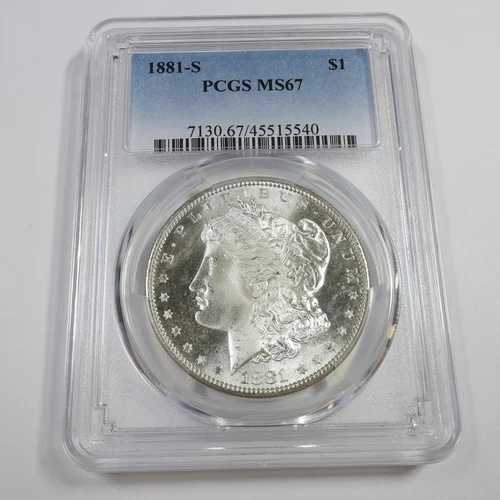 1881 S PCGS MS67 - 銀製モルガンドル 1ドル 米国コイン #54838A 187,000円