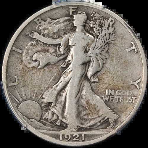1921-S ウォーキング・リバティ・ハーフ PCGS VF20 素晴らしい外観 素晴らしい打刻
