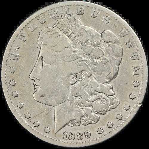 1889-CC モルガン銀貨 F 詳細 主要日付 外観良好 打刻良好
