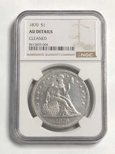 1870年 着席ドル「NGC AU-DETAILS」 - 希少、わずか415,000枚のみの鋳造、コレクター向け???