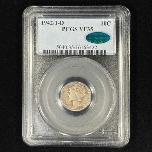 1942/1-D 10C PCGS CAC VF35 マーキュリーシルバーダイム-