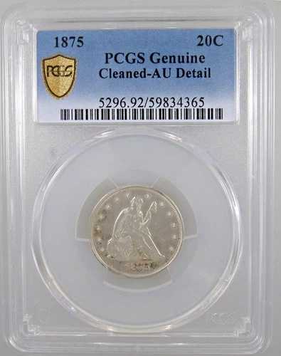 1875年製 20セント硬貨 AU 詳細洗浄済み PCGS認定