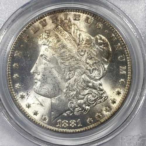 1881年-CC モルガン銀貨 1.00ドル。PCGS MS 63。