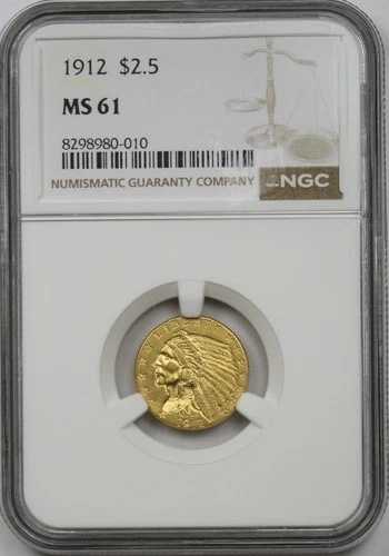 1912年 $2.5 NGC MS 61 インディアンヘッド ゴールド クォーターイーグル